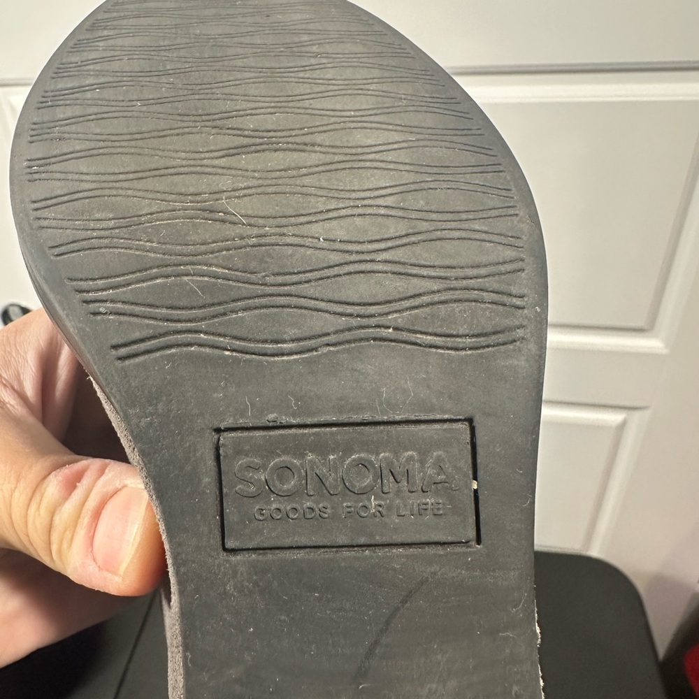 Sonoma Goods For Life Gray Suede Ankle Boots Buckle Zip Block Heel - Picture 6 of 6